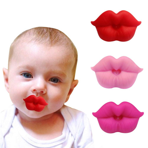 3pcs Soft Silicone Cute Pacifier Design With Kiss Lip, Bpa Free, Newborn Infant Pacifier, Great Gift For Baby Shower
