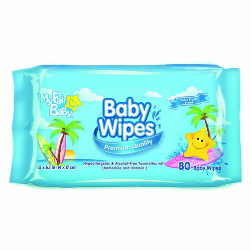 My Fair Baby Premium Baby Wipes, Blue, 80 Ct