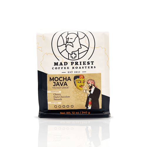 Mad Priest Coffee Roasters - Mocha Java Blend, Whole Bean, Medium Light Roast, 10oz