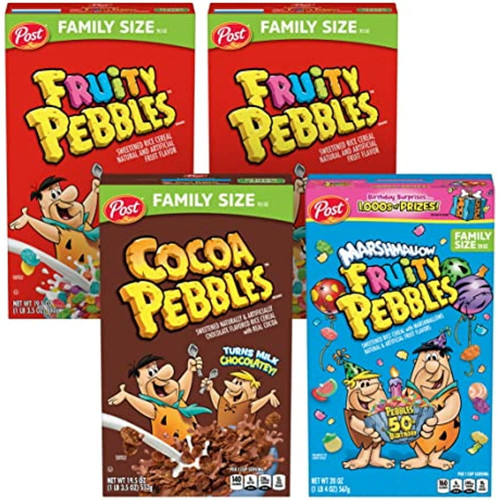 Post Pebbles Variety Pack - Fruity Pebbles, Cocoa Pebbles, Marshmallow Pebbles - 4 Pack