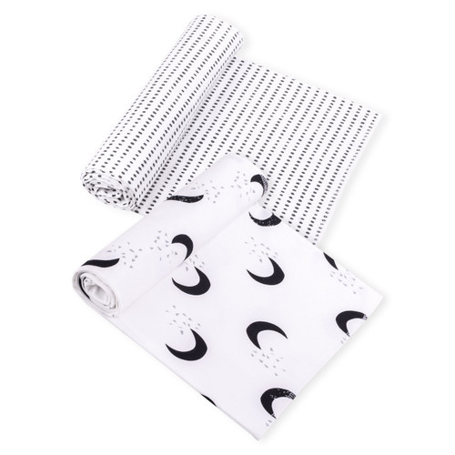 Little Star Organic Swaddle Blanket, 2 Pack, To The Moon & Back