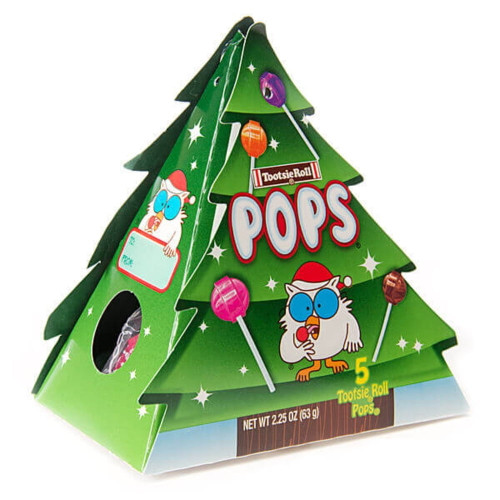 Tootsie Pops Christmas Tree Pops Pack, 5 Tootsie Roll Candy Lollipops, 2.25 Ounce