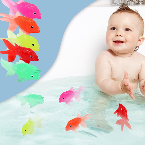 Botrong 5pcs Floating Simulation Goldfish 14.5cm Translucent Soft Tpr Floating Marine Animal Children's Fish Fishing Toy