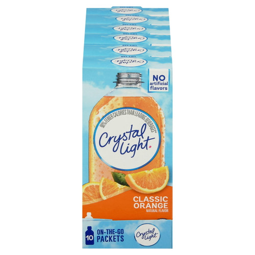 Crystal Light Classic Orange Naturally Flavored Powdered Drink Mix, 120 Ct Pack, 12 Boxes Of 10 On-the-go-packets