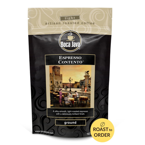 Boca Java Espresso Contento Ground Coffee, Light Roast, 8 Oz. Bag, 100% Arabica, Roast To Order