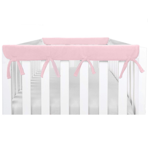 American Baby Company Supreme 2 Pack Heavenly Soft Chenille Reversible Crib Rail Cover For Side Rails, Pink And White, Narrow For Rails Measuring Up To 8" Around