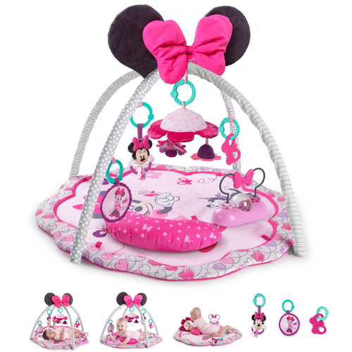 Bright Starts Disney Baby Minnie Mouse Garden Fun Activity Gym Play Mat With Melodies, Ages Newborn +