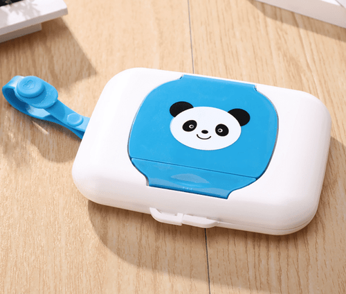 Qmyliery Kids Baby Wet Wipe Box Cute Cartoon Animal Panda Print Stroller Wipe Case Dispenser For Outdoor