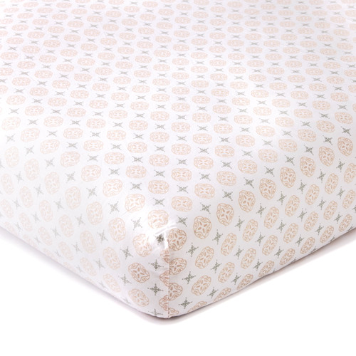Levtex Baby - Skylar Crib Fitted Sheet - Fits Standard Crib And Toddler Mattress - Coin Medallion - Blush - Nursery Accessories - 100% Cotton