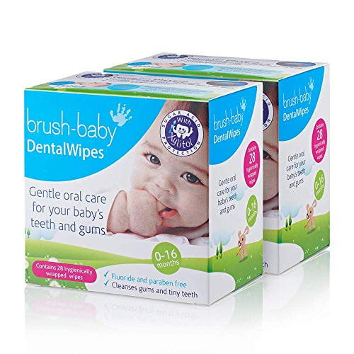 Brush Baby Teething Relief Dental Wipes For Ages 0-toddler - Naturally Eliminate Teething Pain, Prevent Tooth Decay And Sour Milk Breath - 28 Finger Wipes (2-pack)