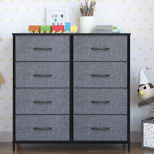 Dresser For Bedroom With 8 Drawers, Kids Dresser, Chest Of Drawers, Closet Organizer, Gray Finish