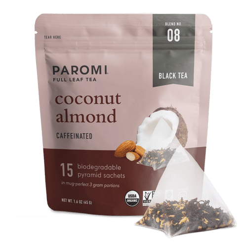 Paromi Organic Coconut Almond Black Tea - 15 Ct Pouch