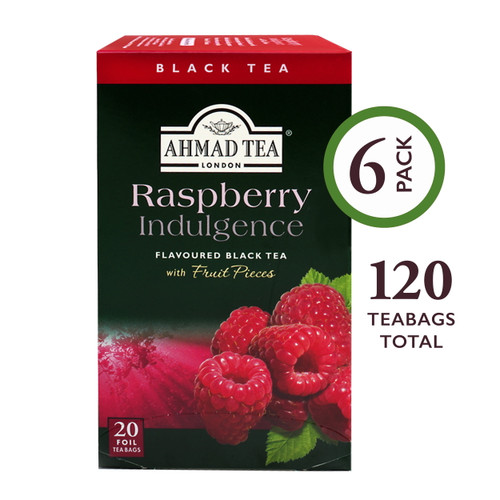 Ahmad Tea Raspberry Indulgence Black Tea Bags, 120 Ct (6 Boxes Of 20)