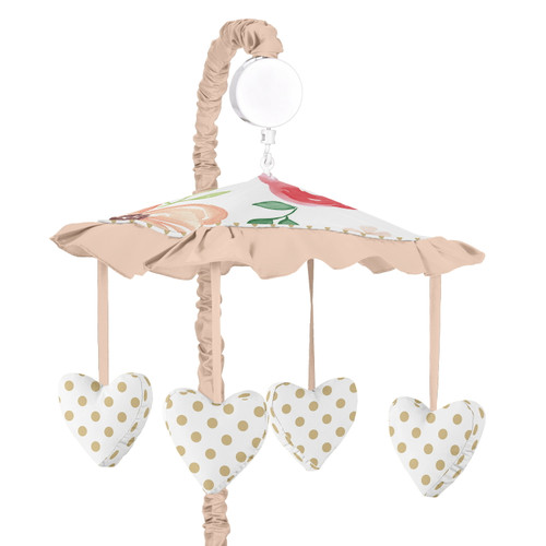 Watercolor Floral Peach Musical Crib Mobile By Sweet Jojo Designs
