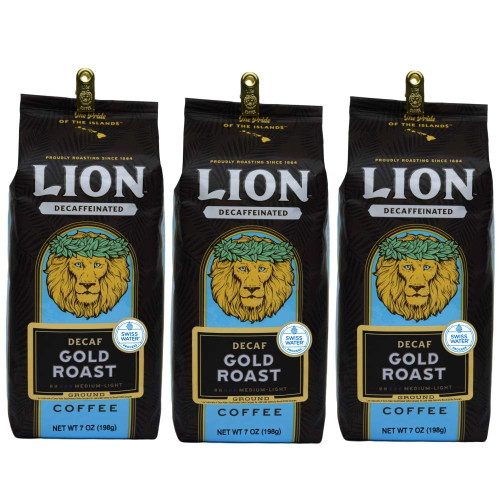 Lion Coffee, Swiss Water Decaf, Gold Roast, Ground, 10 Ounce Bag (pack Of Three)