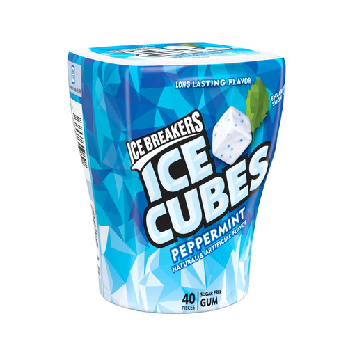 Ice Breakers Ice Cubes, Peppermint Flavored Sugar Free Chewing Gum, Made With Xylitol, 3.24 Oz, Bottle, 40 Pieces