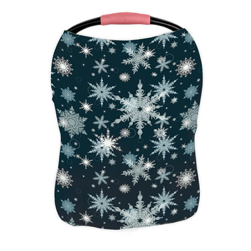 Abphqto Christmas Pattern White Snowflakes Nursing Cover Baby Breastfeeding Infant Feeding Cover Baby Car Seat Cover Infant Stroller Cover Carseat Canopy Breathable