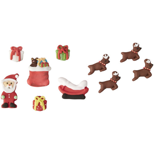 Wilton Gingerbread House Santa's Sleigh And Reindeer Icing Decorations, 10-count