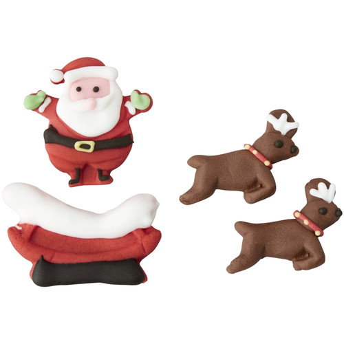 Wilton Gingerbread House Santa's Sleigh And Reindeer Candy Decorations, 4-count