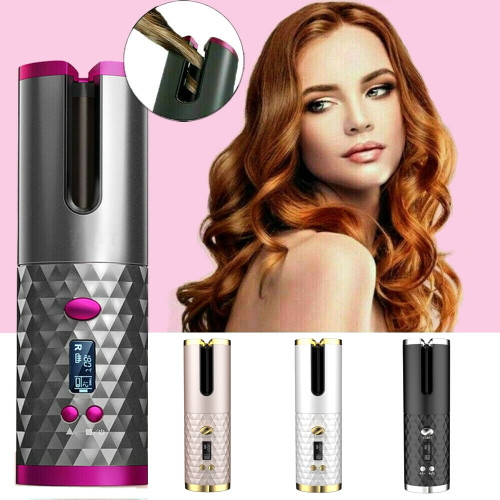 Automatic Curling Iron, Cordless Hair Curler With 6 Temps & Timer, Wireless Rotating Curling Iron, Portable Rechargeable Ceramic Barrel Wave Wand, Fast Heating Spin Hair Curling Irons For Styling