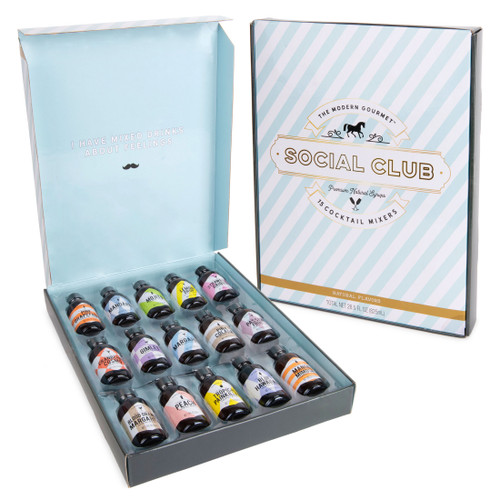 Thoughtfully Cocktails, Social Club Cocktail Mixers Gift Set, 15-pack (contains No Alcohol)