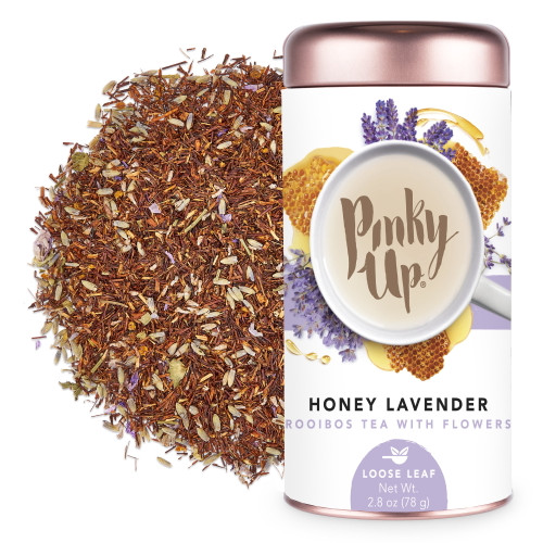 Pinky Up Honey Lavender Loose Leaf Tea, Rooibos Tea, Caffeine Free, 4 Ounce Tin, 25 Servings