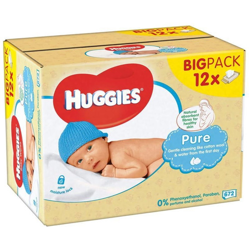 Huggies Pure Baby Wipes , 56 Count, Pack Of 12, Total 672 Wipes