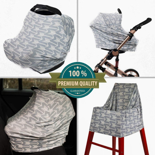 6-in-1 Car Seat Canopy & Nursing Cover, Stretchy & Ultra Soft Breastfeeding, Carseat & Stroller, Shopping Cart Covers, Perfect Gift For Mom