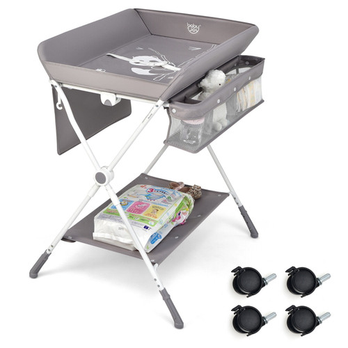 Topbuy Portable Baby Changing Table Multi-purpose Diaper Station Nursery Organizer Grey