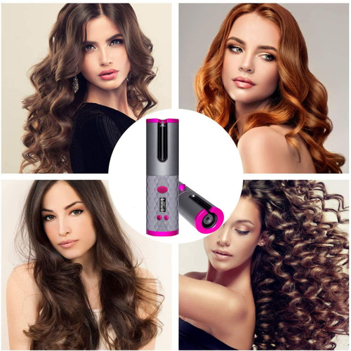 Cordless Hair Curler Automatic Curling Iron - Ceramic Rotating Hair Curler With 6 Temperatures And Timer Settings, Auto Shut-off Hair Curling Iron Wand For Curls Or Waves Anytime, Anywhere (gray)