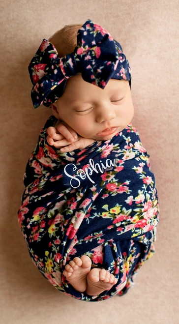 Newborn Baby Girl Receiving Swaddle Sleeping Gown Blankets Sleeper Headband Set (0-6 Months)