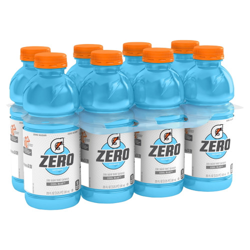 Gatorade Zero Cool Blue Zero Sugar Thirst Quencher Sports Drink, 20 Fl Oz, 8 Count
