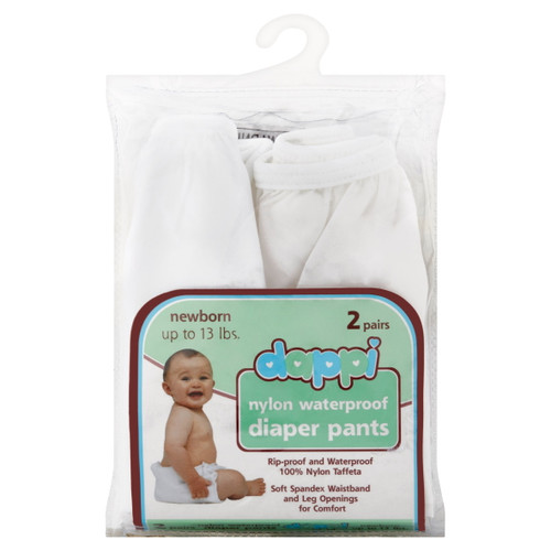 Dappi Nylon Waterproof Diaper Pants, Newborn Up To 13 Lbs, 2 Count