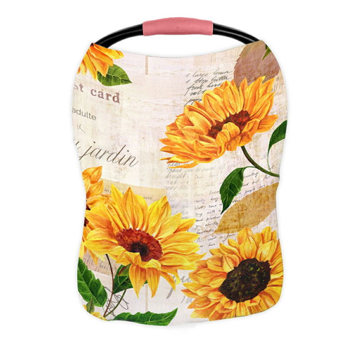 Abphqto Vibrant Yellow Sunflowers Nursing Cover Baby Breastfeeding Infant Feeding Cover Baby Car Seat Cover Infant Stroller Cover Carseat Canopy Breathable