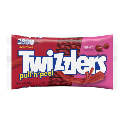 Twizzlers, Pull 'n' Peel Cherry Flavored Chewy Candy, Low Fat, 14 Oz, Bag