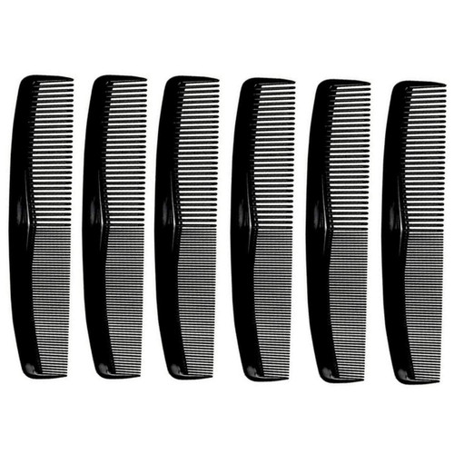 Comfort Hair Dressing Table Coarse/fine Hair Comb Set, Black, 8 Inch (6 Pack)
