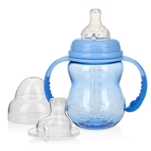 Nuby 8oz Tritan 3 Stage Bottle To Cup, Blue