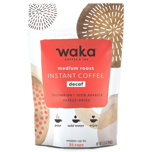 Waka Coffee Decaf 100% Columbian Arabica Medium Roast Instant Coffee, 3.5 Oz Bag