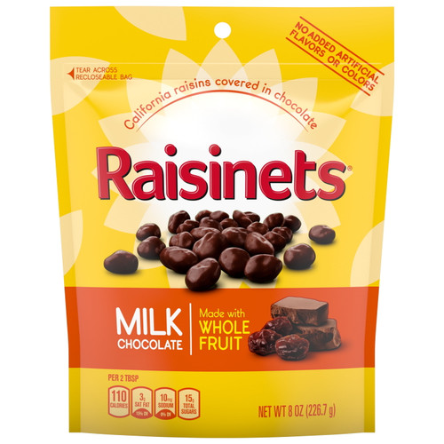 Raisinets Milk-chocolate-covered California Raisins, Resealable Bag, Great Holiday Treats, 8.0 Oz