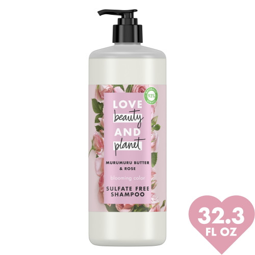 Love Beauty And Planet Blooming Color Murumuru Butter And Rose, Sulfate-free Shampoo Vegan, Paraben-free, Silicone-free, Cruelty-free For Color Treated Hair 32.3 Oz