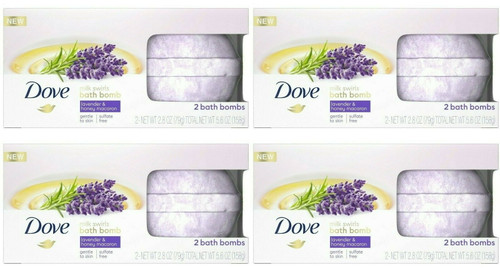 Dove Milk Swirls Bath Bombs, Lavender & Honey Macaron, 2 Ct, 2.8 Oz Ea Pack Of 4