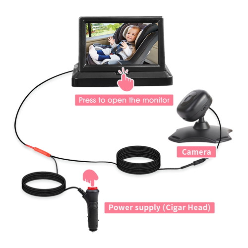 Aibecy Car Baby Monitor Safety Car Seat Mirror Camera With 4.3 Inch Large Display Screen Night Vision For Car Back Seat