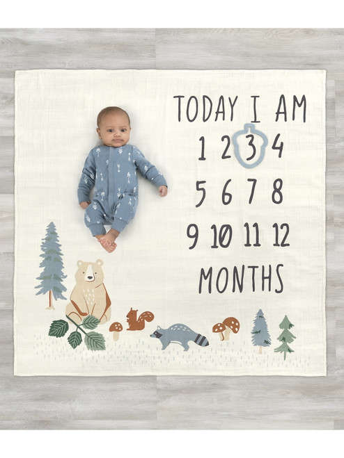 Modern Moments By Gerber Baby Boy Milestone Blanket & Frame Set, 2-piece, Teal Forest