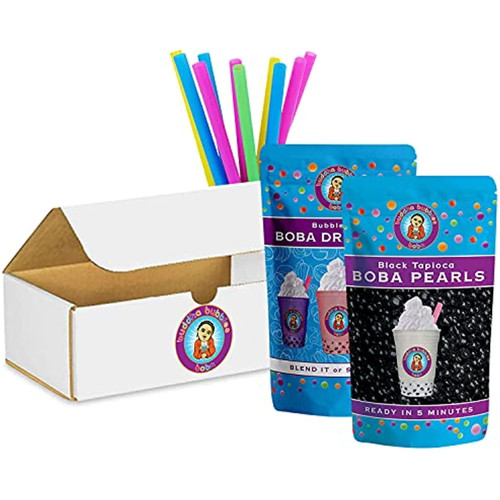 10+ Drinks Pineapple Boba Tea Kit: Tea Powder, Tapioca Pearls & Straws By Buddha Bubbles Boba