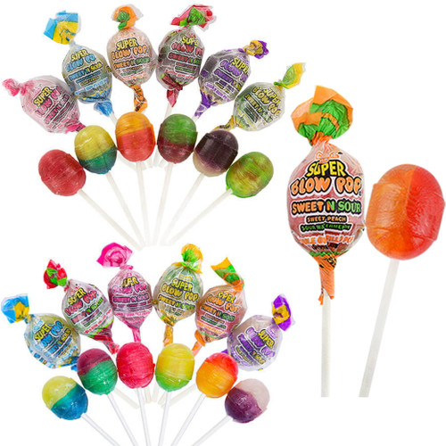 20 Sweet Sour Super Blow Pops Lollipops Colorful Sucker Party Favor Candy Gift