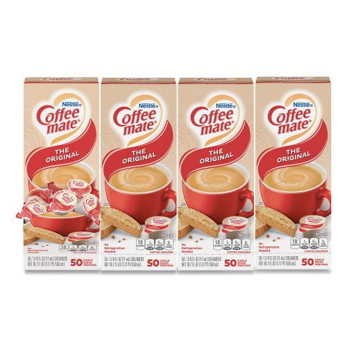 New Coffee-mate Liquid Coffee Creamer, Original, 0.38 Oz Mini Cups, 50/box, 4 Boxes/carton, 200 Total/carton,each
