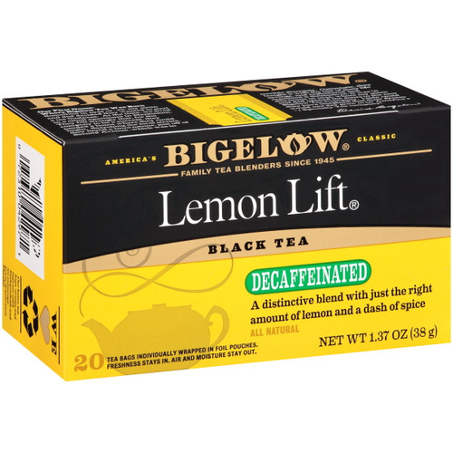Bigelow Decaffeinated Black Tea, Lemon Lift, Tea Bags, 20 Count