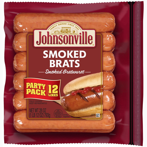 Johnsonville Smoked Bratwurst Pork Sausage Links 28oz, 8 Ct