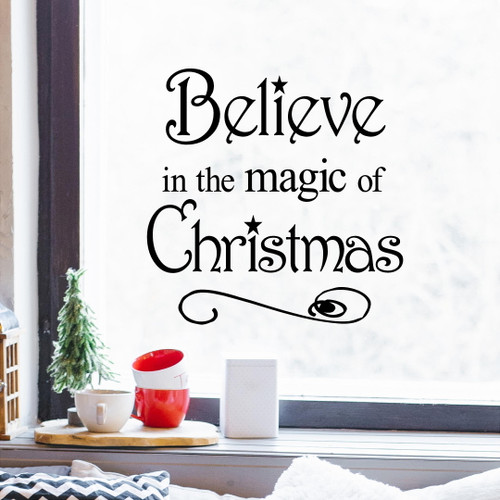 Believe In The Magic Of Christmas Wall Decal Vinyl Lettering Sticker Holiday Santa Decals - Size: 10.2"h X 10.2"l - Color: Black