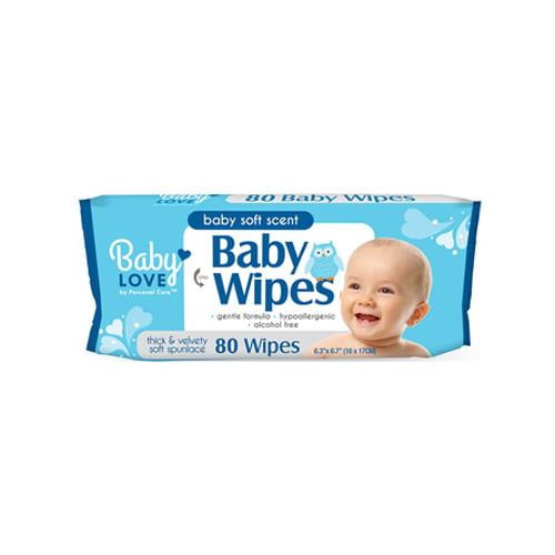 Baby Love 11932-12 Spunlace Baby Wipes, Alcohol-free, 80-ct. - Quantity 12